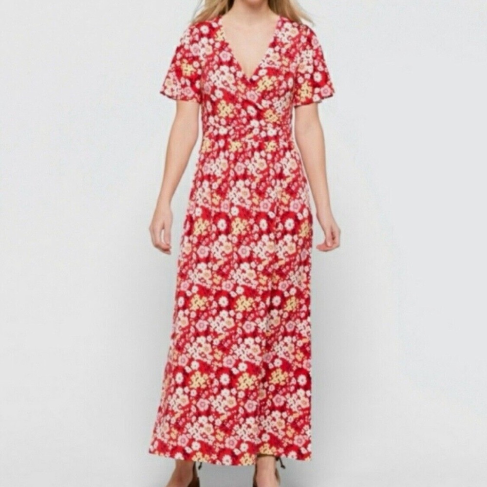 41 Hawthorn Elisse Floral Surplice Empire Waist Cottagecore Maxi Dress Size L